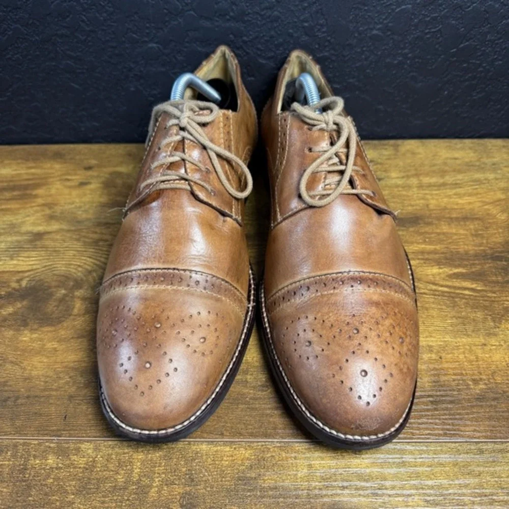 Sandro Moscoloni 130147 LV 12 16 Tan Leather Cap Toe‎ Brogue Oxford Mens 10D